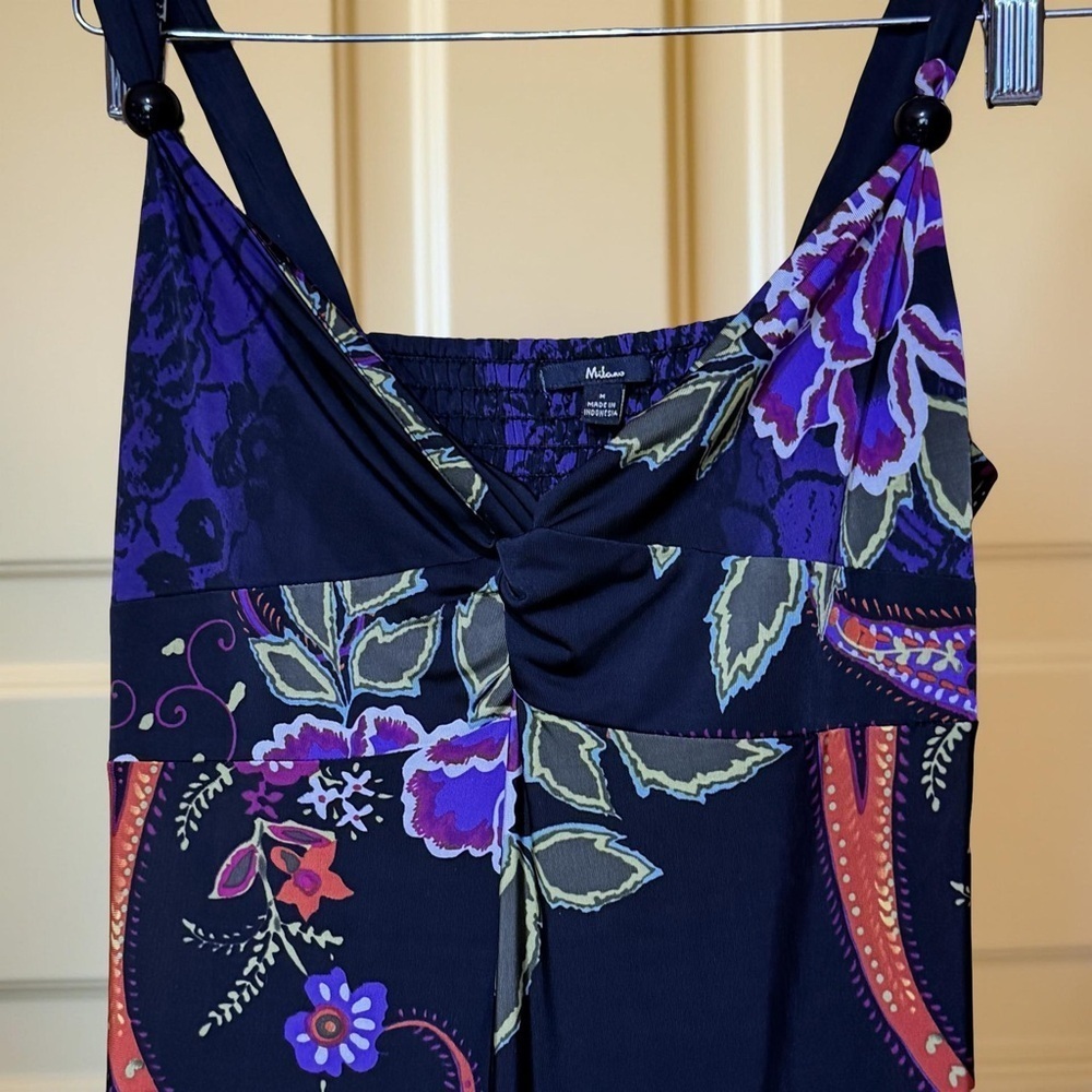 Stunning,purple and black large bloom floral,floor length maxi maxi dress Gypsy - Picture 5 of 8
